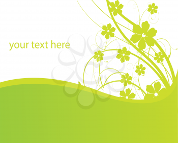 Royalty Free Clipart Image of a Green and White Floral Background