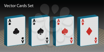 Royalty Free Clipart Image of Cards With Aces Showing