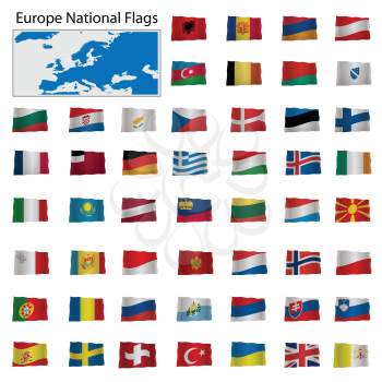 Royalty Free Clipart Image of a Set of European National Flags