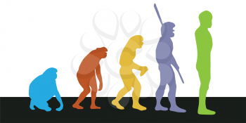 Royalty Free Clipart Image of Men Representing Evolution