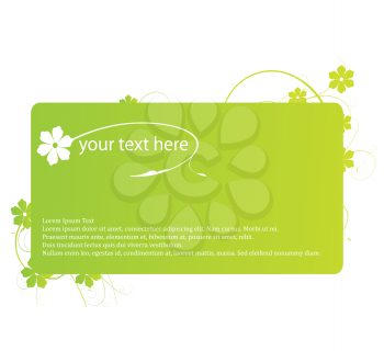 Royalty Free Clipart Image of a Green Card With a Flower in the Corner