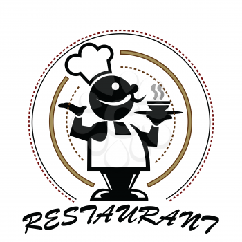 Royalty Free Clipart Image of a Restaurant Sign With a Chef