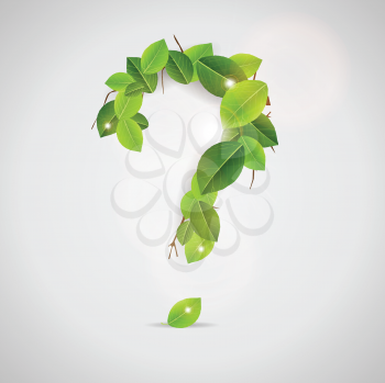 Royalty Free Clipart Image of a Question Mark Made Out of Leaves 