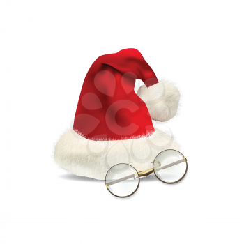 Christmas Hat with glasses isolated on white