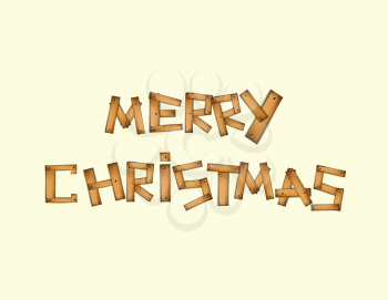  Illustration of Wooden Merry Christmas text 