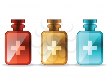 medical bottles. colorful set on white background