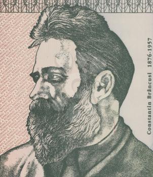 Royalty Free Photo of Constantin Brancusi on 500 Lei 1992 Banknote from Romania. Internationally renowned sculptor whose work blend simplicity and sophistication while led the way for modernist sculpt
