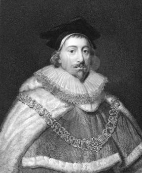 Royalty Free Photo of Edward Coke (1552-1634) on engraving from the 1800s.
English jurist and Member of Parliament. Engraved by J.Pofselwhite and published in London by Charles Knight, Ludgate Street