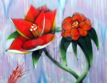 Royalty Free Photo of a Floral Painting in Graffiti