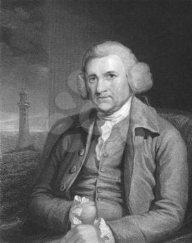 Royalty Free Photo of John Smeaton (1724-1792) on engraving from the 1800s. The father of civil engineering, responsible for the design of bridges, canals, harbours and lighthouses. Engraved by R. Woo
