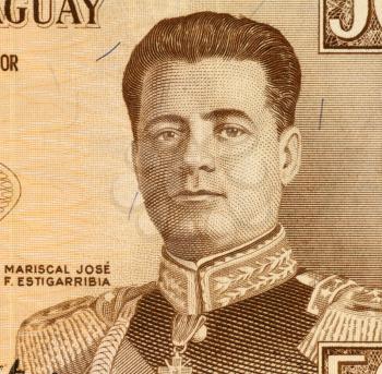 Royalty Free Photo of Mariscal Jose F. Estigarribia on 50 Guarani 1963 Banknote from Paraguay.
