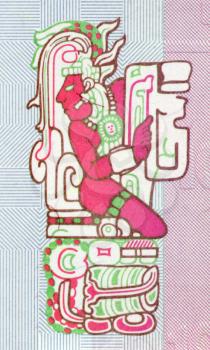 Royalty Free Photo of a Maya Design on 10 Quetales 2006 Banknote from Guatemala
