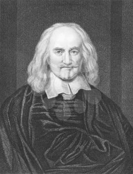 Royalty Free Photo of Thomas Hobbes (1588-1679) on engraving from the 1800s. English philosopher