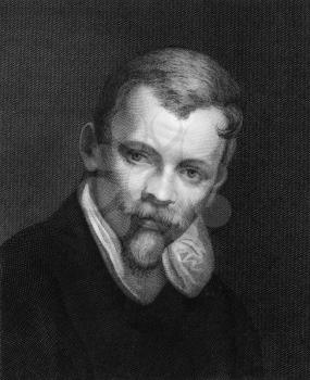 Agostino Carracci (or Caracci) (1557-1602) on copper engraving from 1841. Italian painter and printmaker. Engraved by V.Della from a drawing by A.Farina after a self portrait by Carracci.
