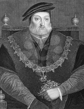 Charles Brandon, 1st Duke of Suffolk, 1st Viscount Lisle, KG (1484-1545) on engraving from 1840. Engraved by W.H.Mote and by J.Tallis & Co, London & New York.