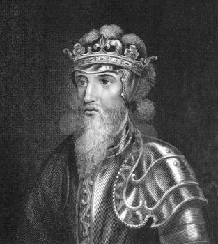Edward III of England (1312 -1377) on engraving from 1830. King of England during 1327-1377. Published in London by Thomas Kelly.