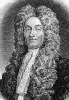 Sir Hans Sloane, 1st Baronet (1660-1753) on engraving from 1800s. Ulster-Scot physician and collector. Engraved for ther Naturalists Library.