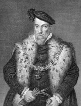 Henry FitzAlan, 19th Earl of Arundel (1511-1580) on engraving from 1840. English nobleman. Engraved by H.Robinson after a painting by Holbein and published by J.Tallis & Co, London & New York.