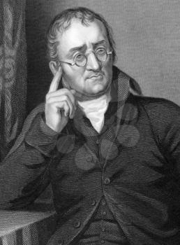 John Dalton (1766-1844) on engraving from 1800s.
English chemist, meteorologist and physicist. Engraved by C.Cook after a picture by Allen and published by W.Mackenzie.