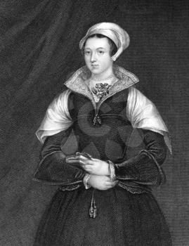 Lady Jane Grey (1536/1537-1554) on engraving from 1838. Also known as The Nine Days Queen, she was an English noblewoman who occupied the English throne during 10 July-19 July of 1553 and was executed