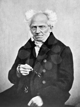 Arthur Schopenhauer (1788-1860) on antique print from 1898. German philosopher. After J.Schafer and published in the 19th century in portraits, Germany, 1898.