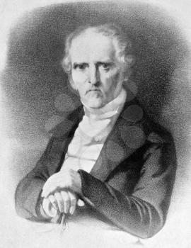 Charles Fourier (1772-1837) on antique print from 1899.  French philosopher. After Gigoux and published in the 19th century in portraits, Germany, 1899.
