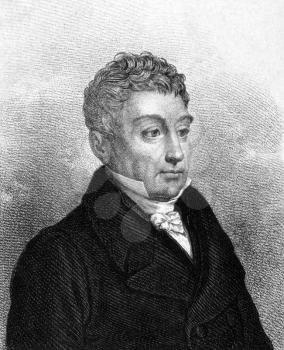 Gilbert du Motier marquis de Lafayette (1757-1834) on engraving from 1859. French aristocrat and military officer. Engraved by unknown artist and published in Meyers Konversations-Lexikon, Germany,185