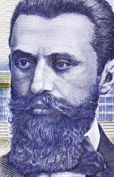 Theodor Herzl (1860-1904) on 10 Sheqalim 1988 Banknote from Israel. Jewish Austro-Hungarian journalist and the father of modern political Zionism and in effect the State of Israel.