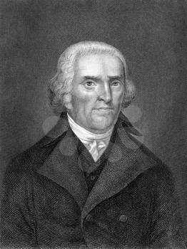 Thomas Jefferson (1743-1826) on engraving from 1859. American Founding Father, the principal author of the Declaration of Independence and third President during 1801–1809. Engraved by C.Mayer and p