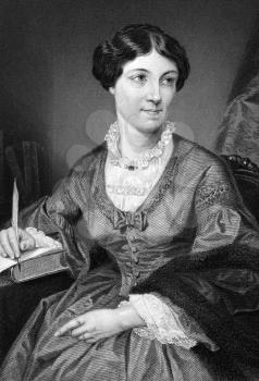 Harriet Martineau (1802-1876) on engraving from 1873. English social theorist and Whig writer. Engraved after a painting by A.Chappel and published in The Masterpiece Library of Short Stories'',USA,1