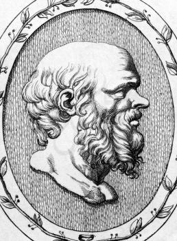 Socrates (469BC-399BC) on engraving from 1685. 
Classical Greek Athenian philosopher. Considered one of the founders of Western philosophy. Engraved by Leonardo Agostini and published in Gemmae et Scu