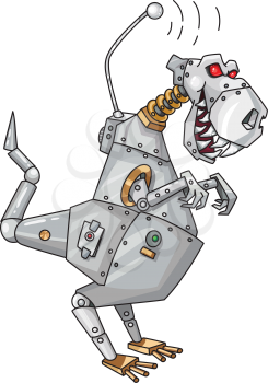 Royalty Free Clipart Image of a Dinosaur Robot