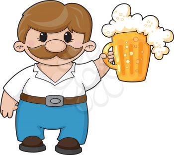 Royalty Free Clipart Image of a Man With a Beer