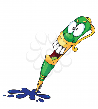 Royalty Free Clipart Image of a Pen Spilling Ink