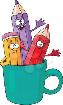 Royalty Free Clipart Image of Pencils in a Mug