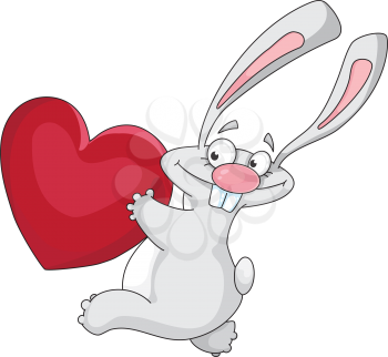Royalty Free Clipart Image of a Rabbit With a Heart