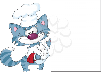 illustration of a cat the cook with blank