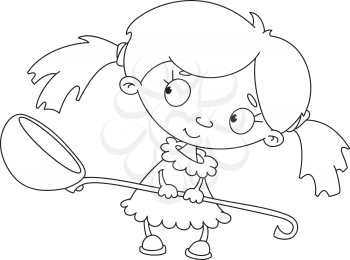 illustration of a girl with a spoon outlined