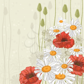 illustration of a hand drawn flowers background