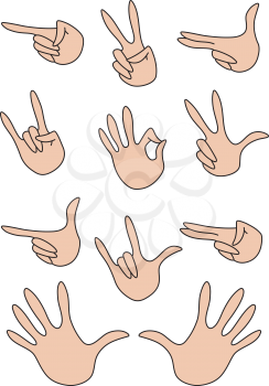 illustration of a set of gestures hand