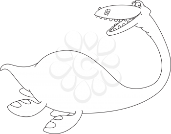 illustration of a swimming dinosaur outlined
