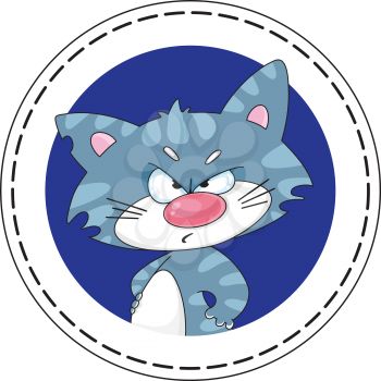 illustration of a angry cat blue banner