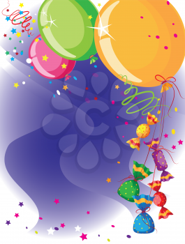 illustration of a balloons and candy card