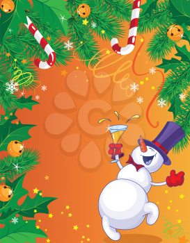 illustration of a Christmas card and snowman