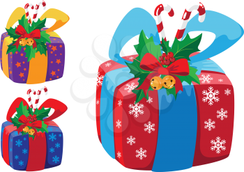 illustration of a Christmas gifts box set