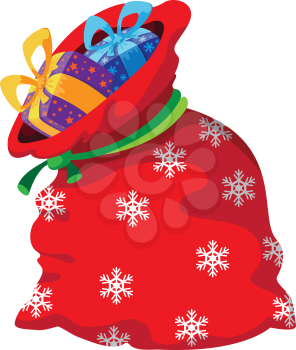 illustration of a Christmas red bag with gifts
