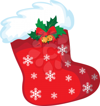 illustration of a Christmas stocking and snow