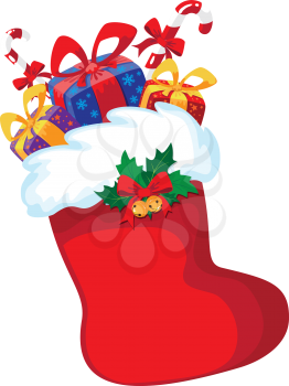 illustration of a Christmas stocking with gifts