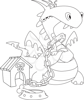 illustration of a dangerous dragon outlined