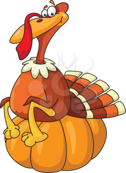 illustration of a turkey on pumpkin